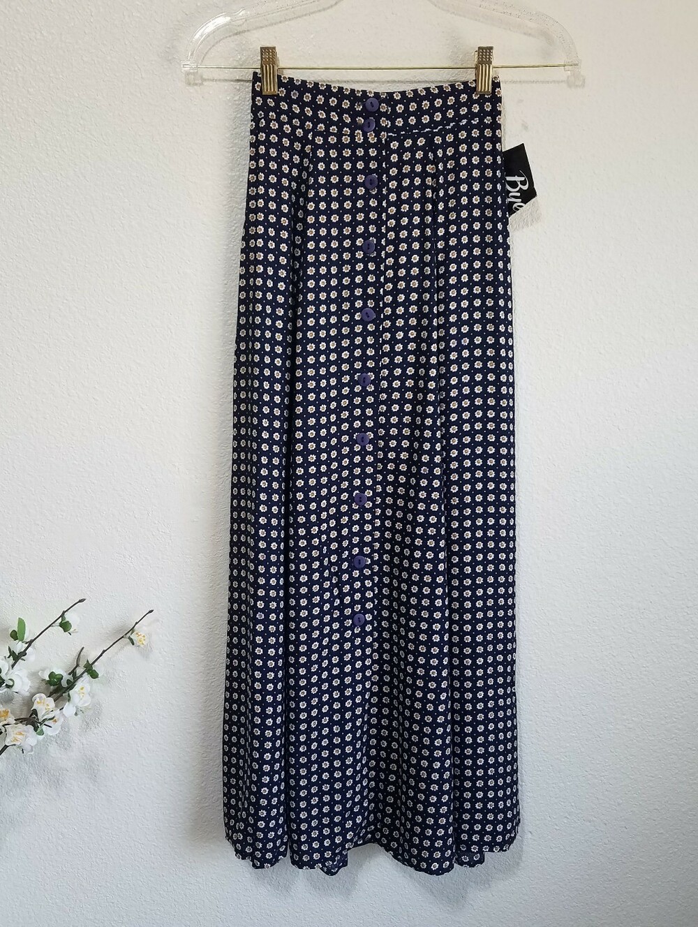 Byer California Daisy Print Vintage Maxi Skirt